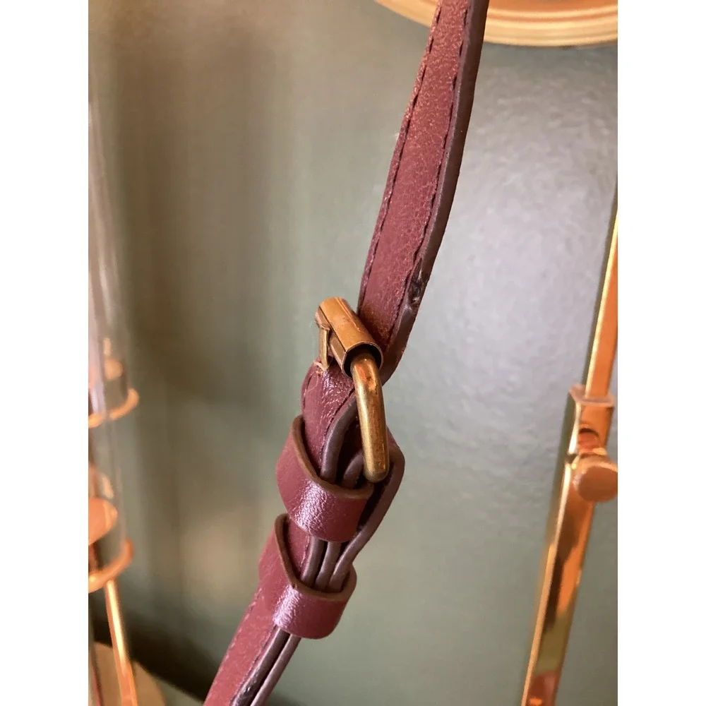 ROSSETTI Burgundy Shoulder Bag Vintage 80s vibes Zipper Accents Adjustable Strap